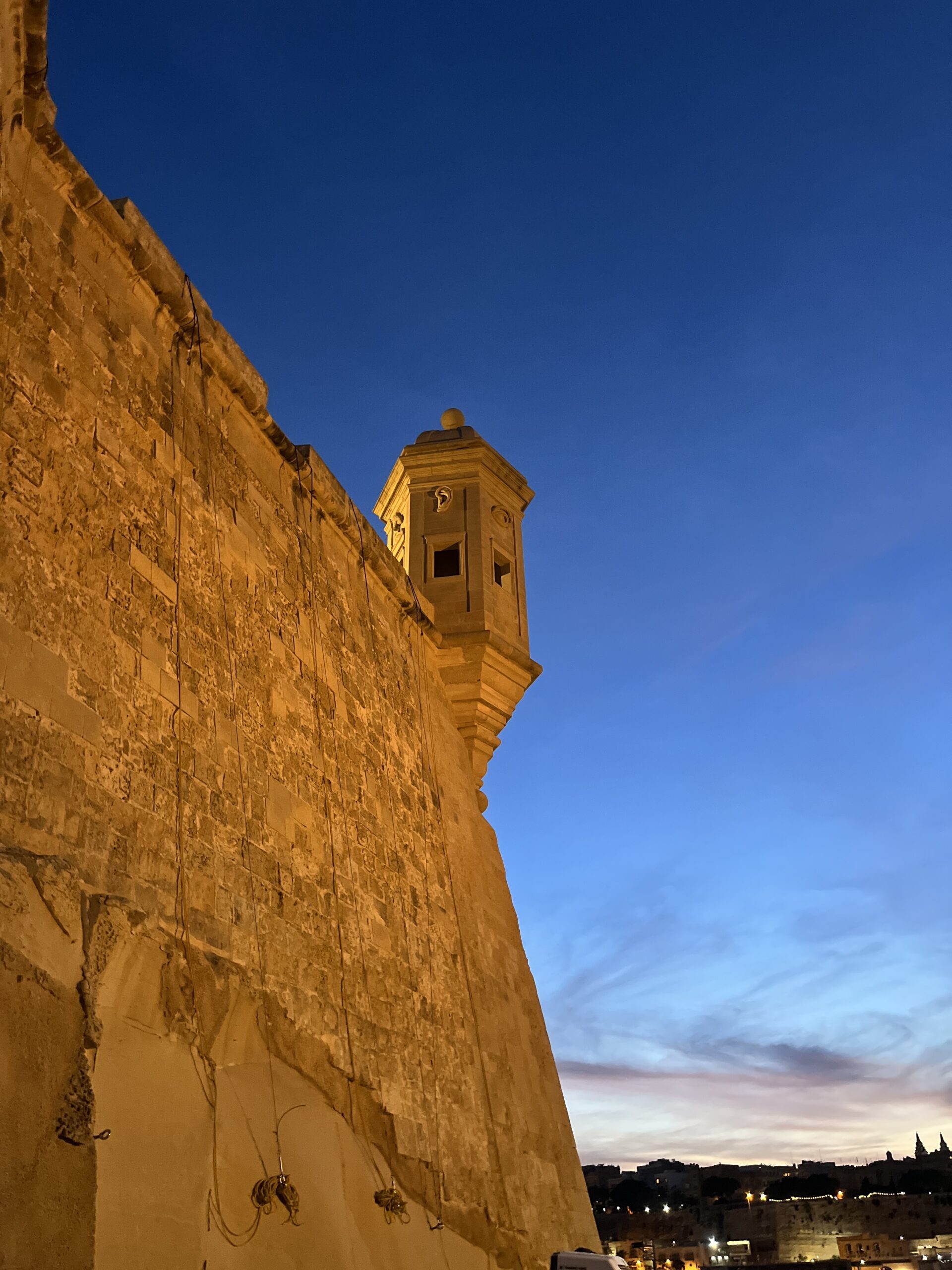 Senglea watchtower at dusk — the emblem of MaltaCode